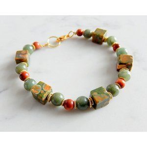 Rainforest Jasper Bracelet, Green Stone